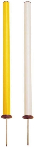 Paletti tondi in plastica PVC con puntale.
Disponibili in colore giallo e bianco.